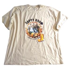 Caribbean Joe Graphic T-Shirt XXL Happy Hour Island Tropical Tan S/S Men 2XL NEW